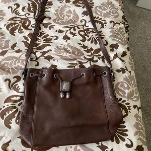 Fossil pebbled genuine leather drawstring bucket